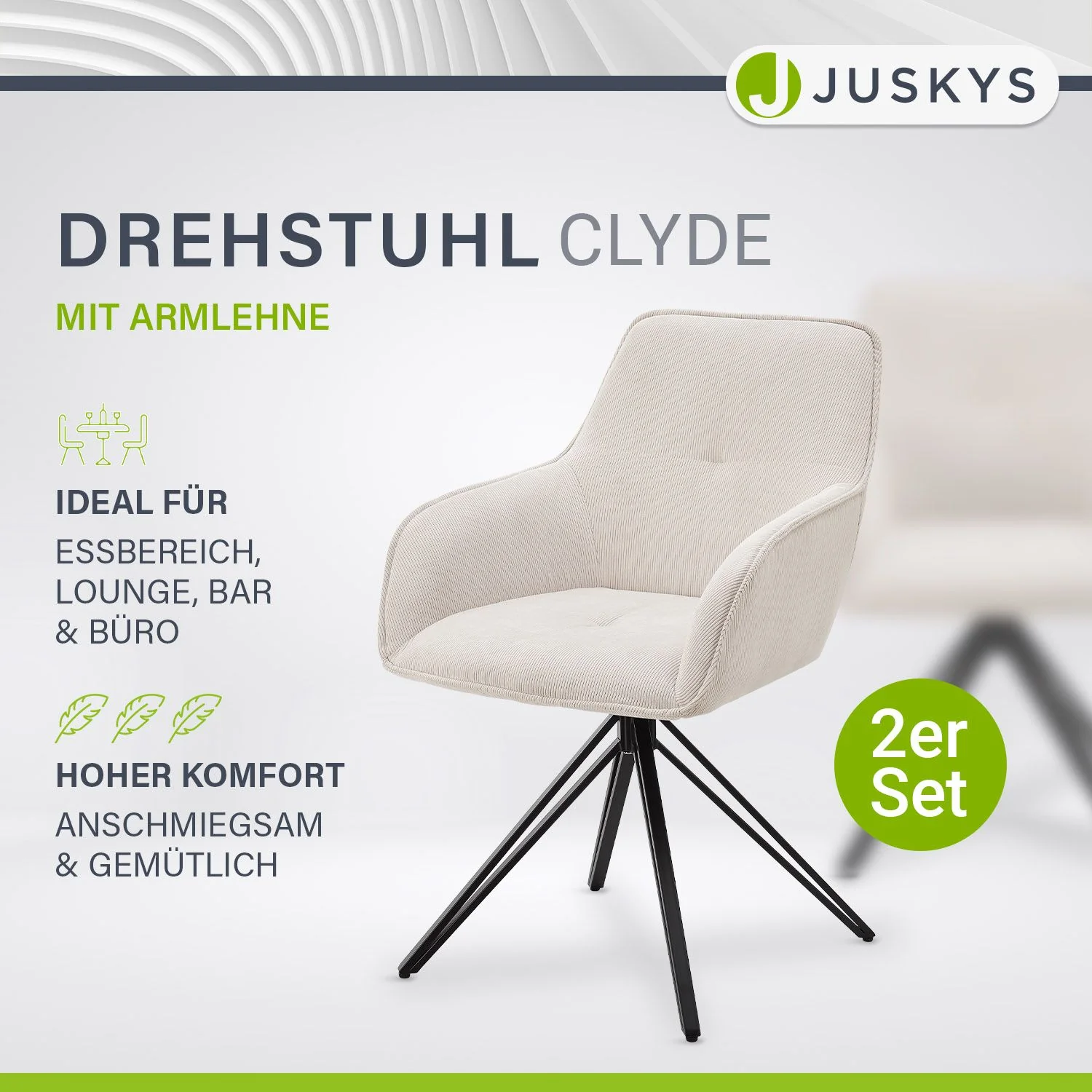 Drehstuhl Clyde mit Cord - Image 106