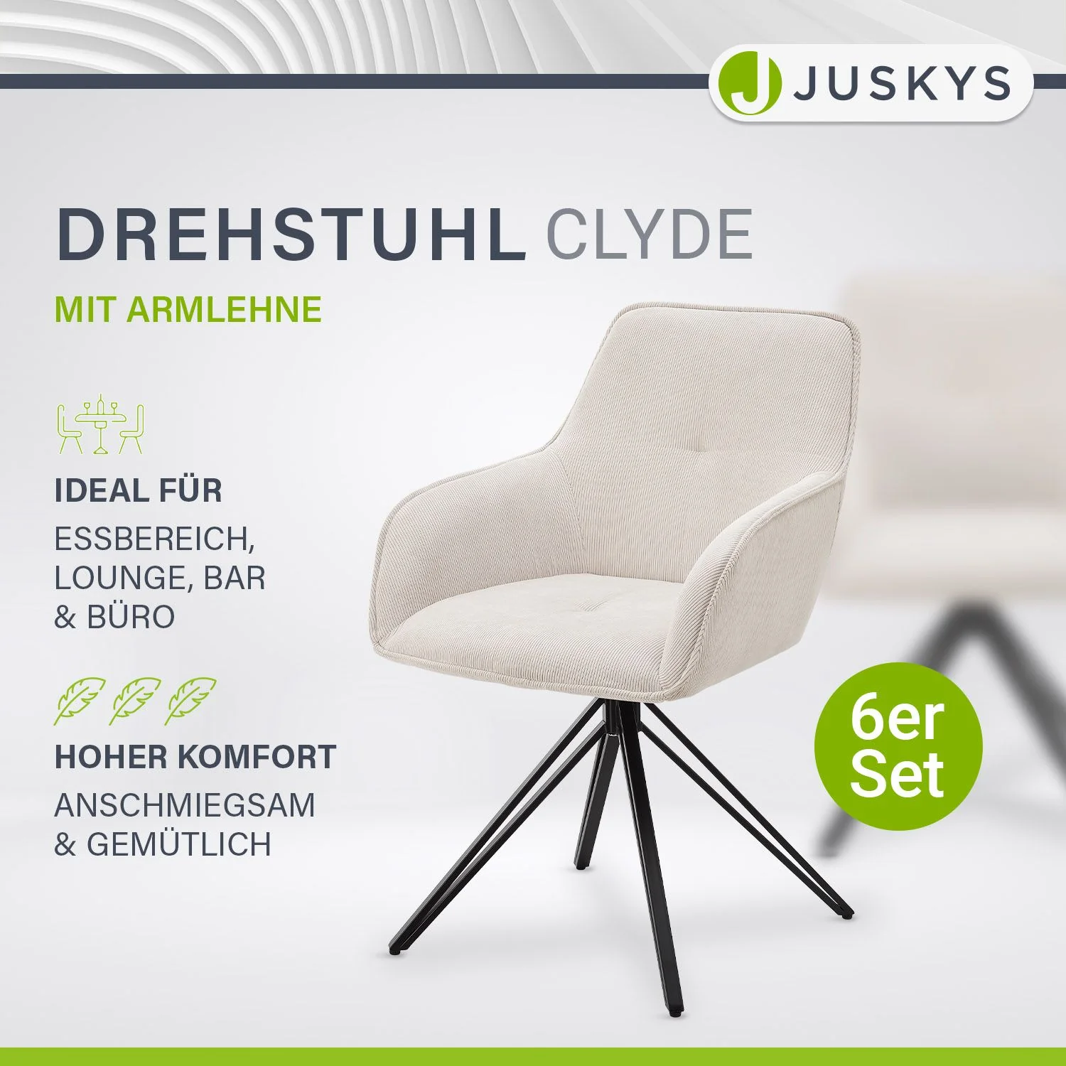 Drehstuhl Clyde mit Cord - Image 122
