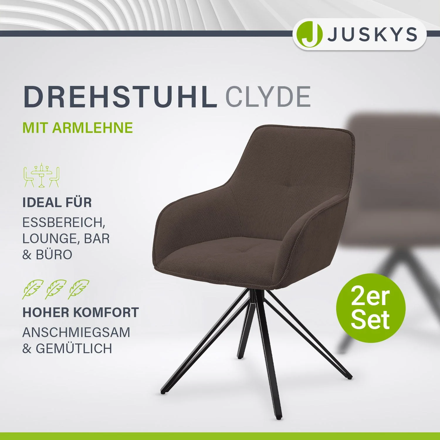 Drehstuhl Clyde mit Cord - Image 74