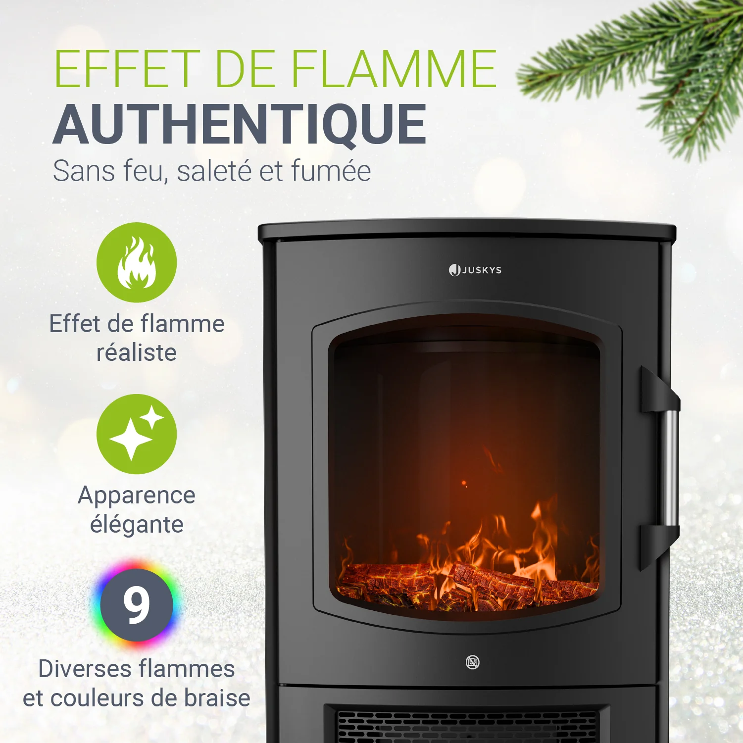 Elektrokaminofen 1800W mit Flammeneffekt - Image 12
