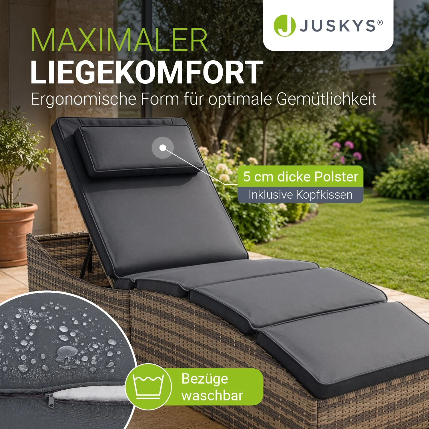 Faltbare Polyrattan Sonnenliege Lamia - Image 12