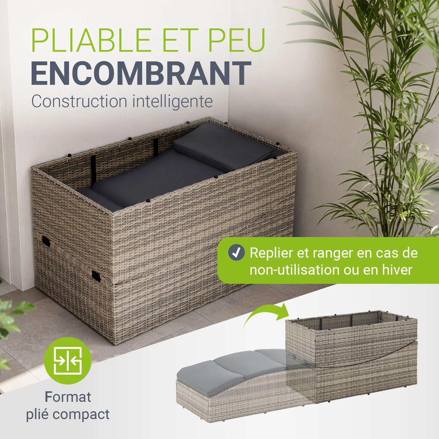 Faltbare Polyrattan Sonnenliege Lamia - Image 26
