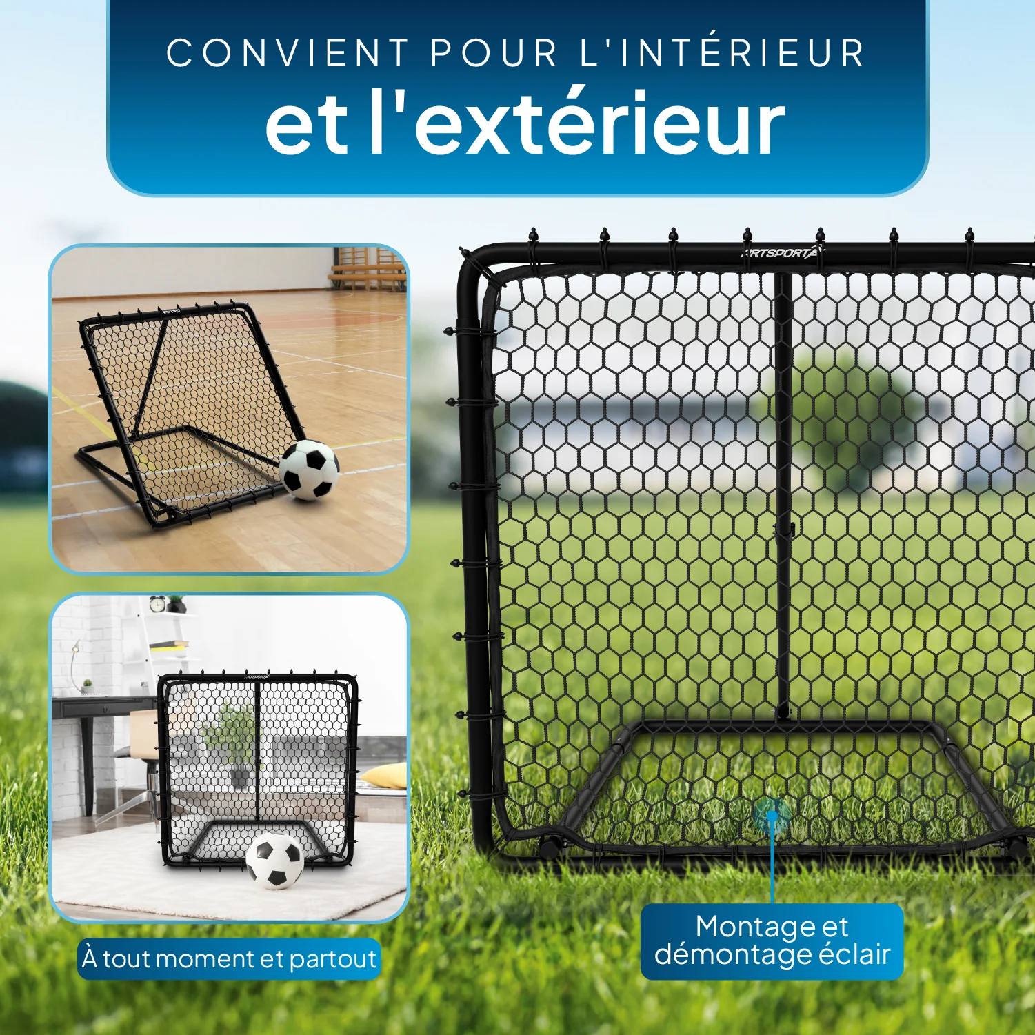 Fußball Rebounder 100 x 100 cm Power Pass - Image 9