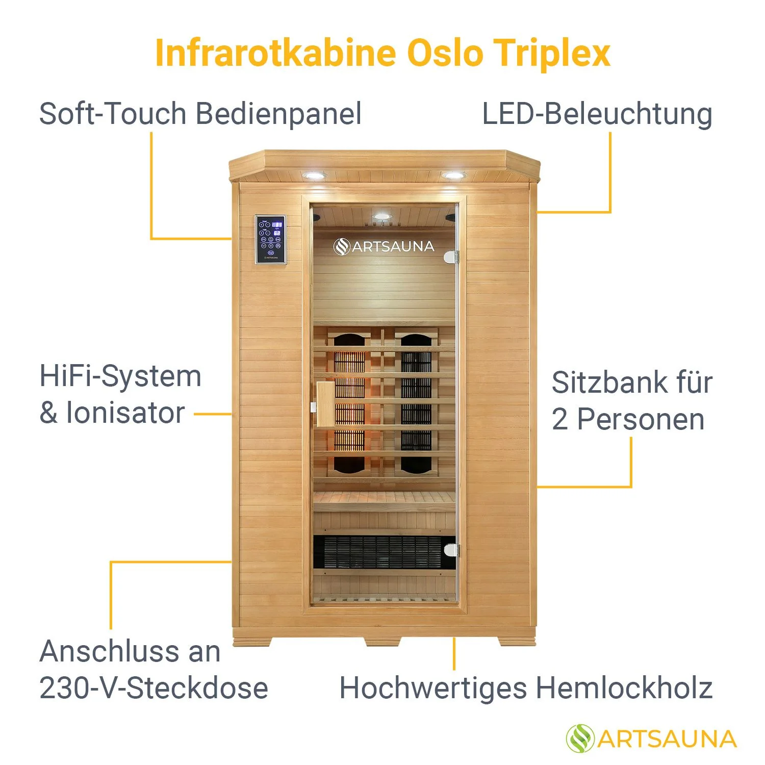 Infrarotkabine Oslo mit Triplex-Heizsystem - Image 3
