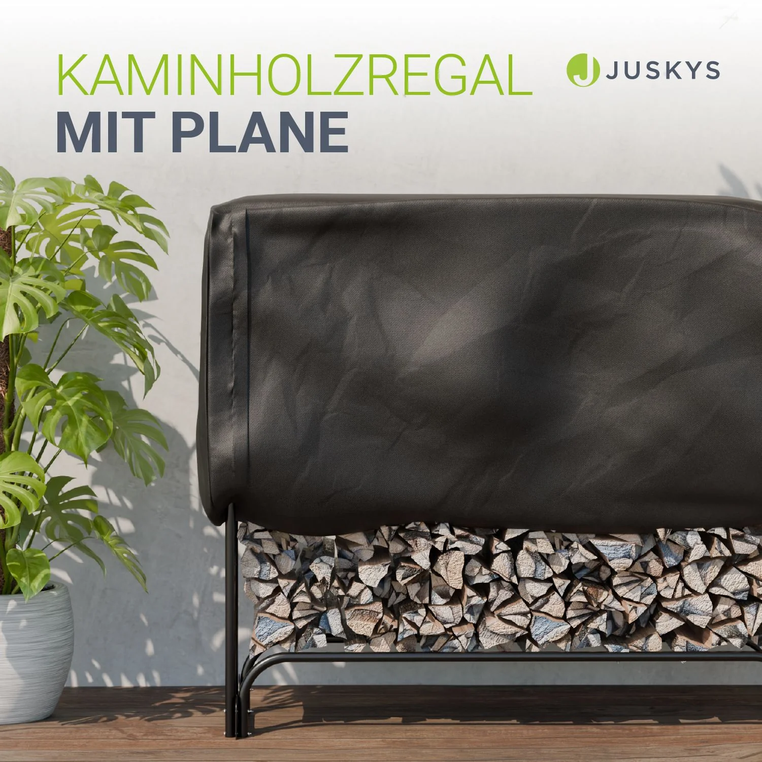 Kaminholzregal außen mit Abdeckung - Image 9