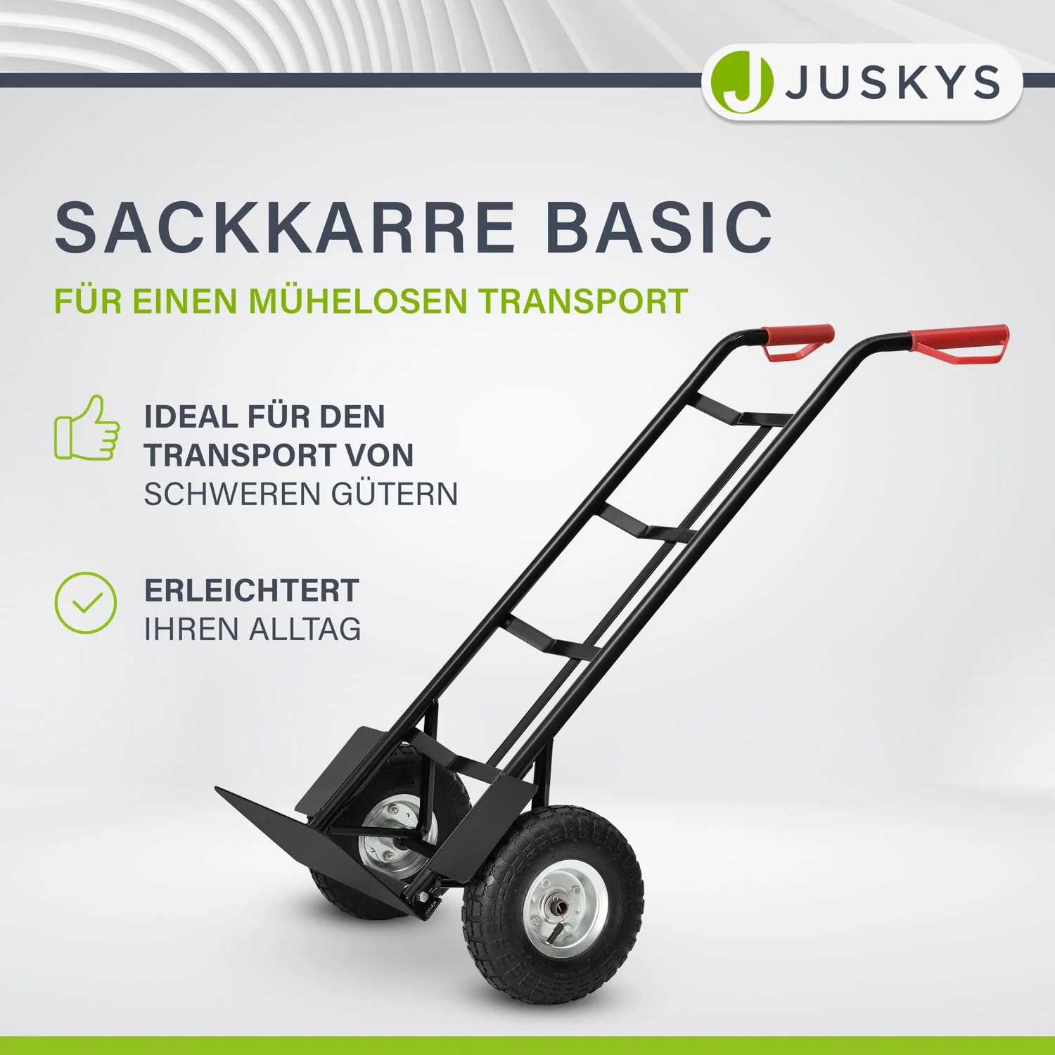 Sackkarre Basic in schwarz mit roten Griffen klappbar - Image 2