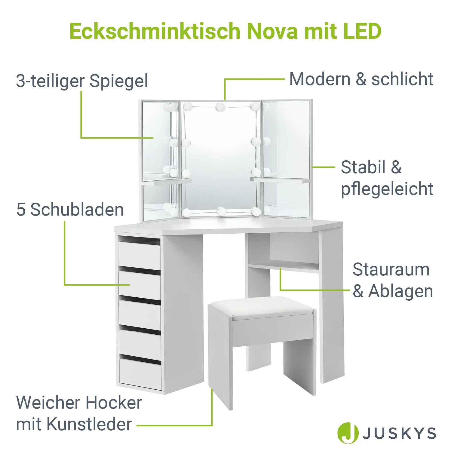 Schminktisch Nova mit Hocker Melly - Image 3