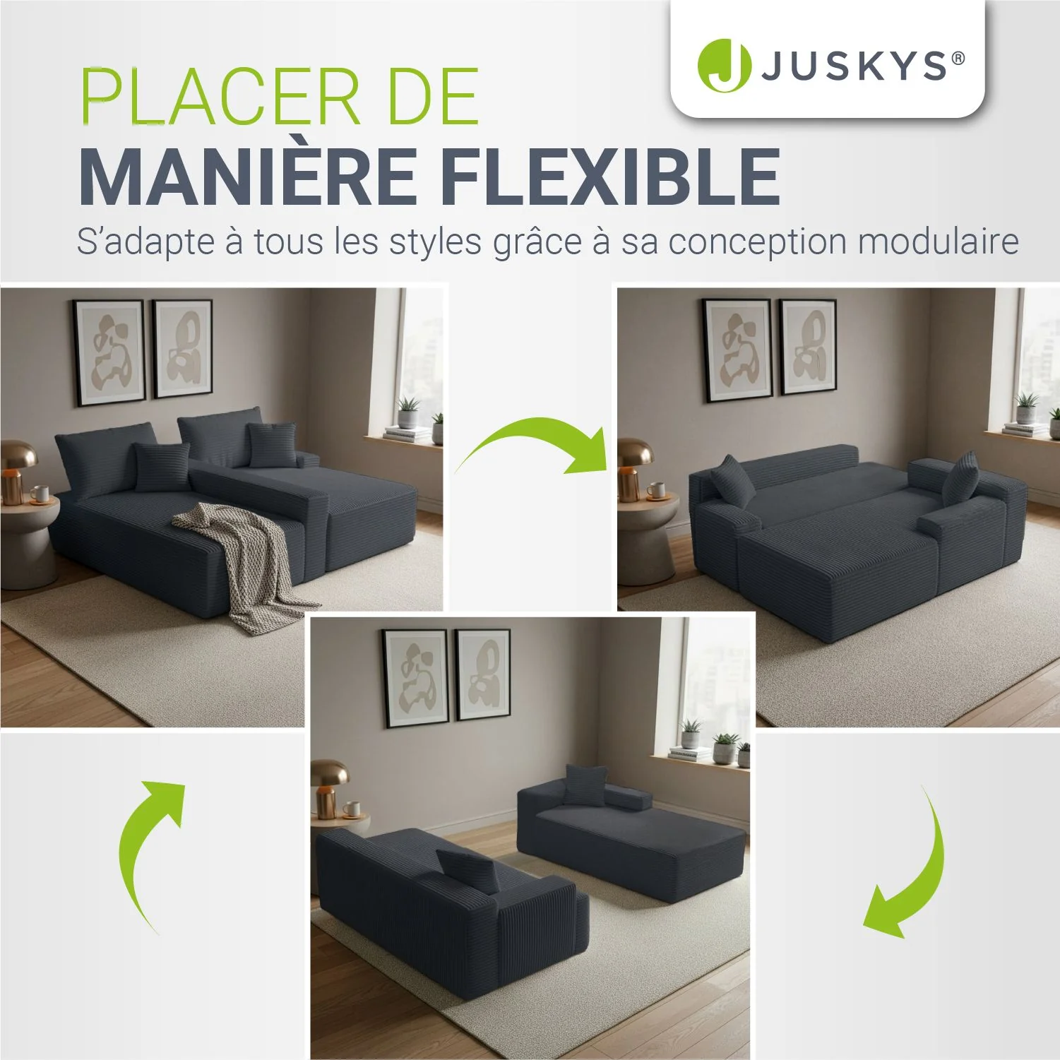 Sofa Coredo mit Cord Bezug & Dekokissen - Image 129