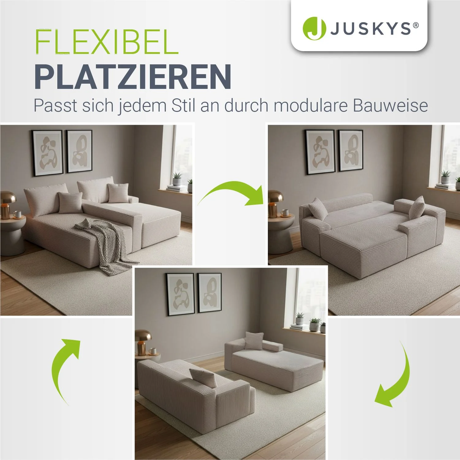 Sofa Coredo mit Cord Bezug & Dekokissen - Image 31