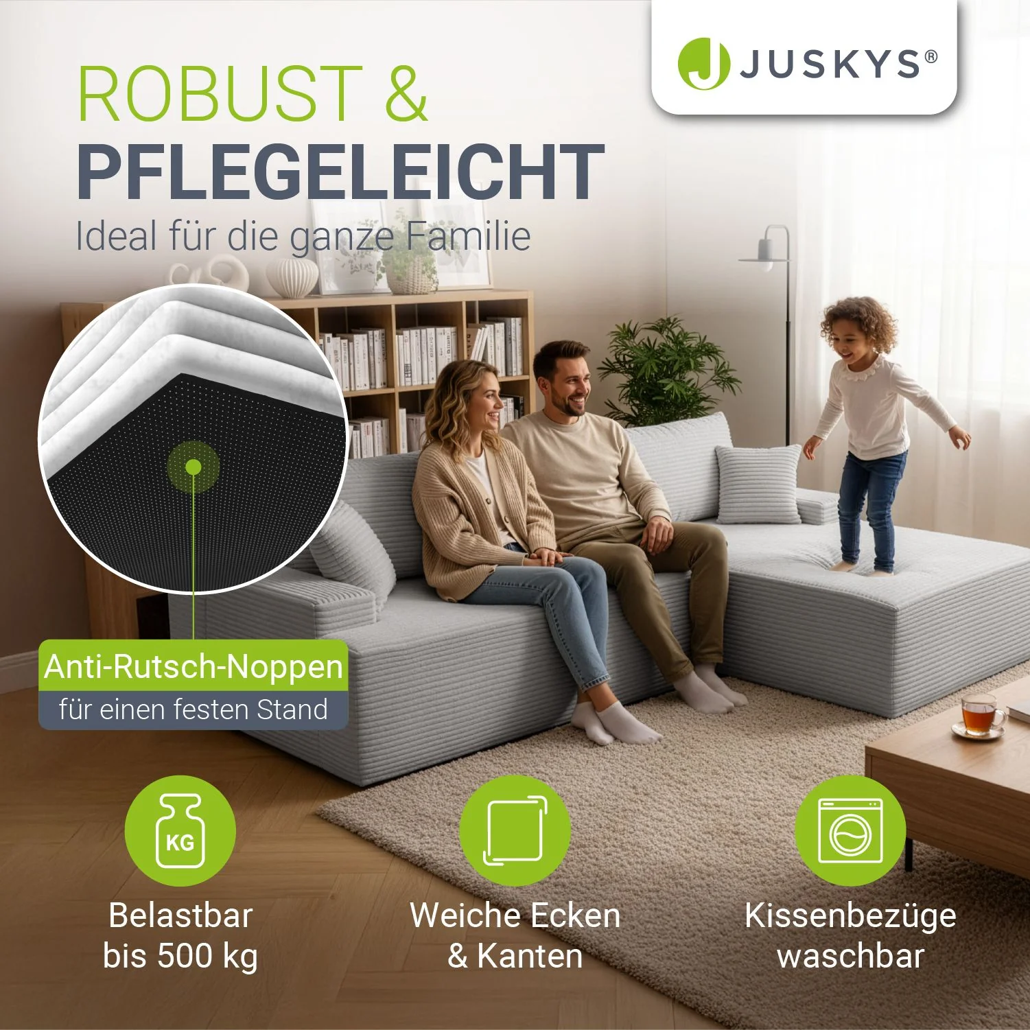Sofa Coredo mit Cord Bezug & Dekokissen - Image 44