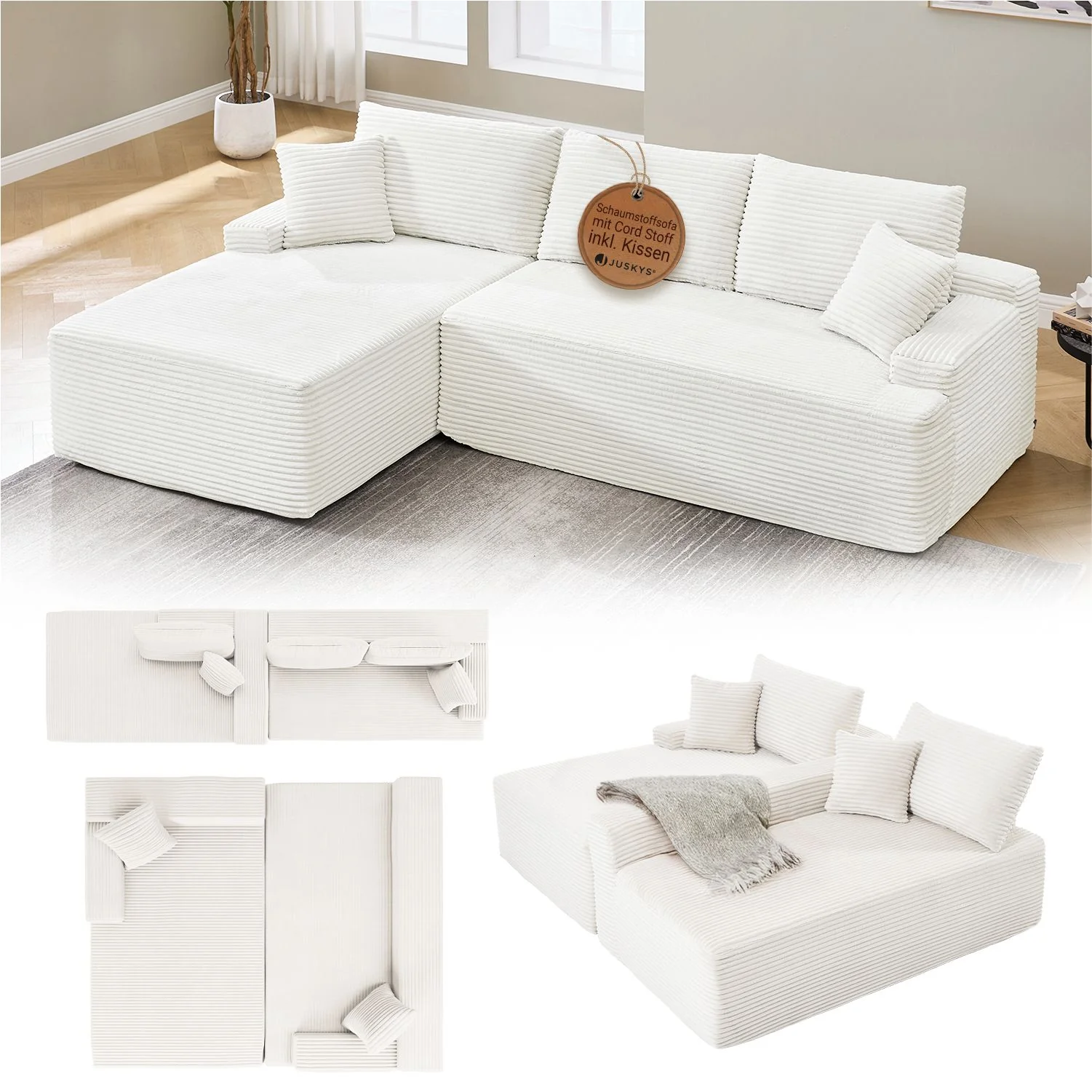 Sofa Coredo mit Cord Bezug & Dekokissen - Image 8
