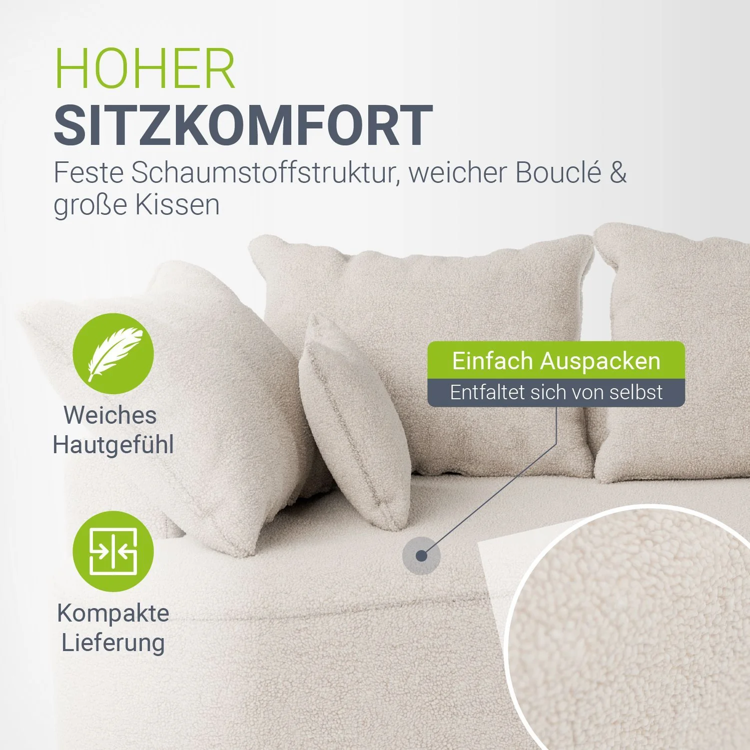 Sofa Tirano mit Ottomane & Dekokissen - Image 11