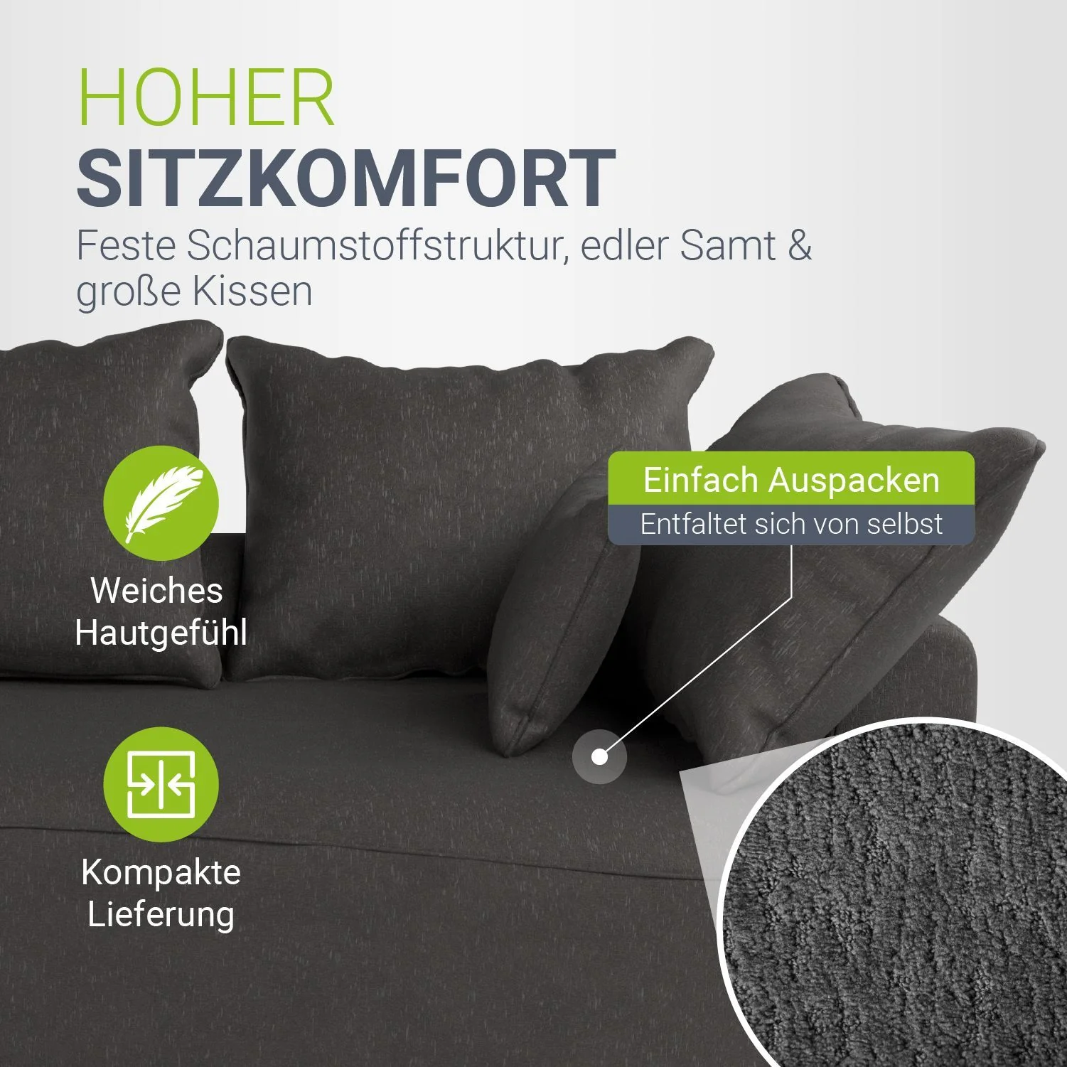 Sofa Tirano mit Ottomane & Dekokissen - Image 32