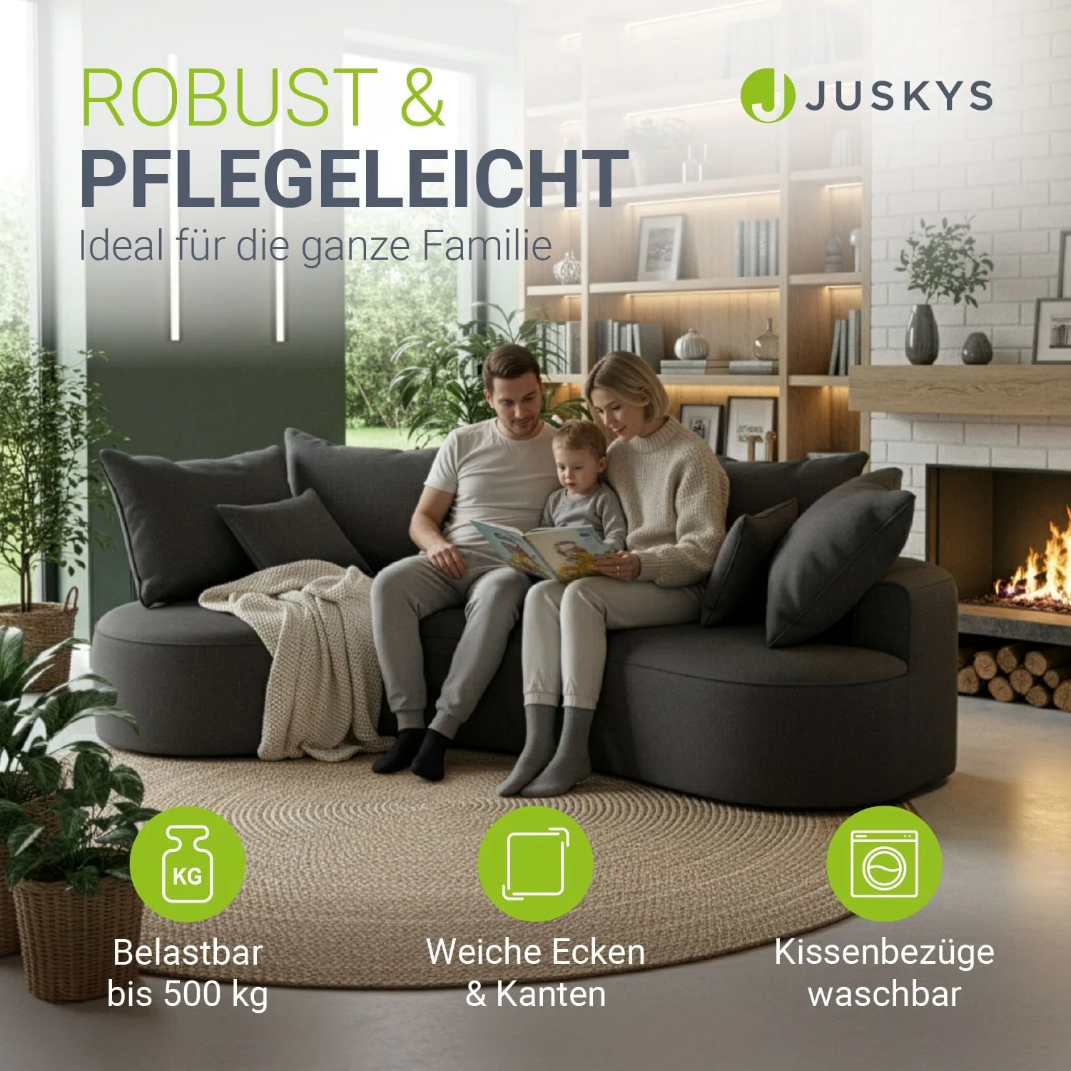 Sofa Tirano mit Ottomane & Dekokissen - Image 41