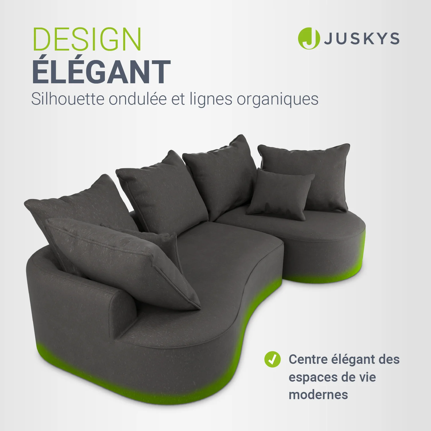 Sofa Tirano mit Ottomane & Dekokissen - Image 77